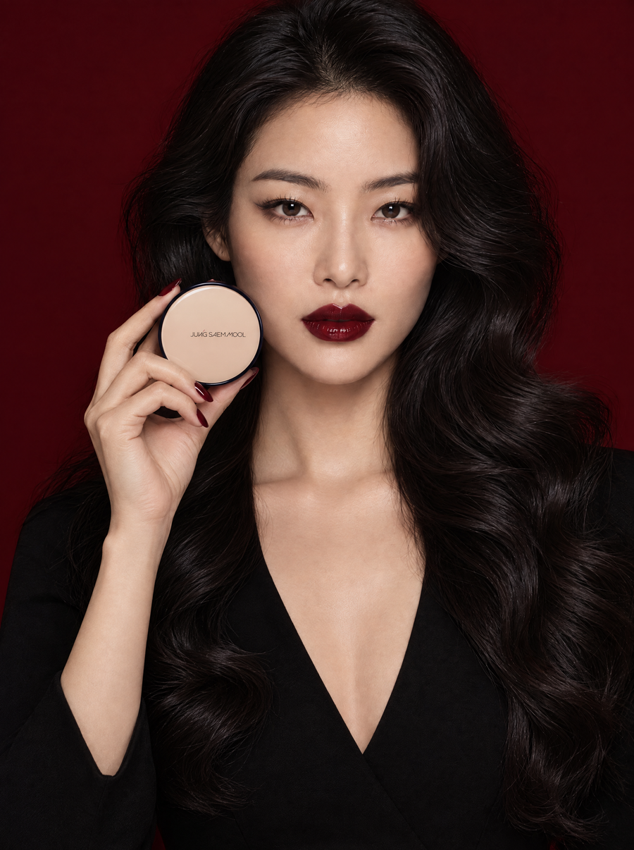 Modell med Jung Saem Mool-cushion