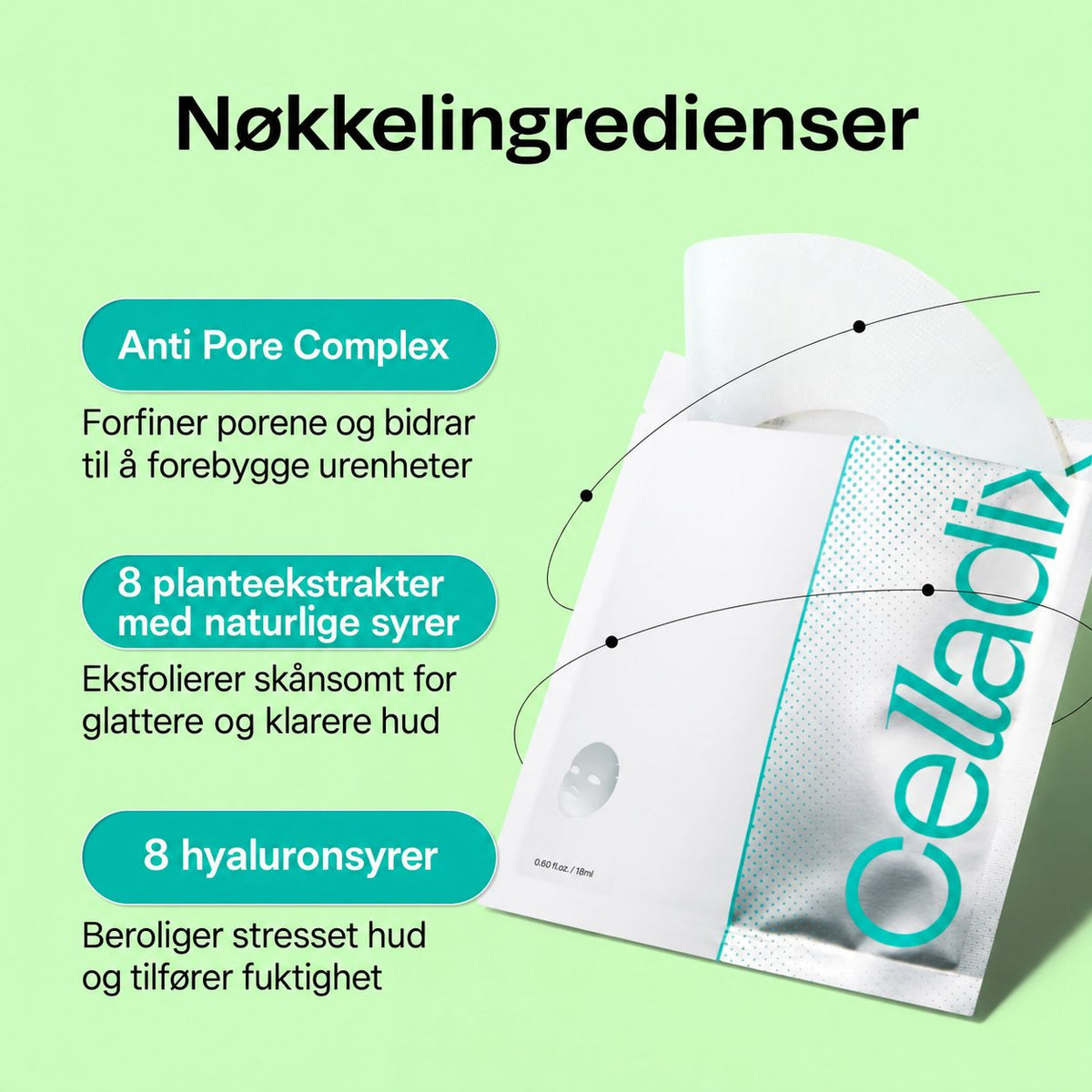 Ingredienser – Celladix Bio Pore Care Cellulose Mask