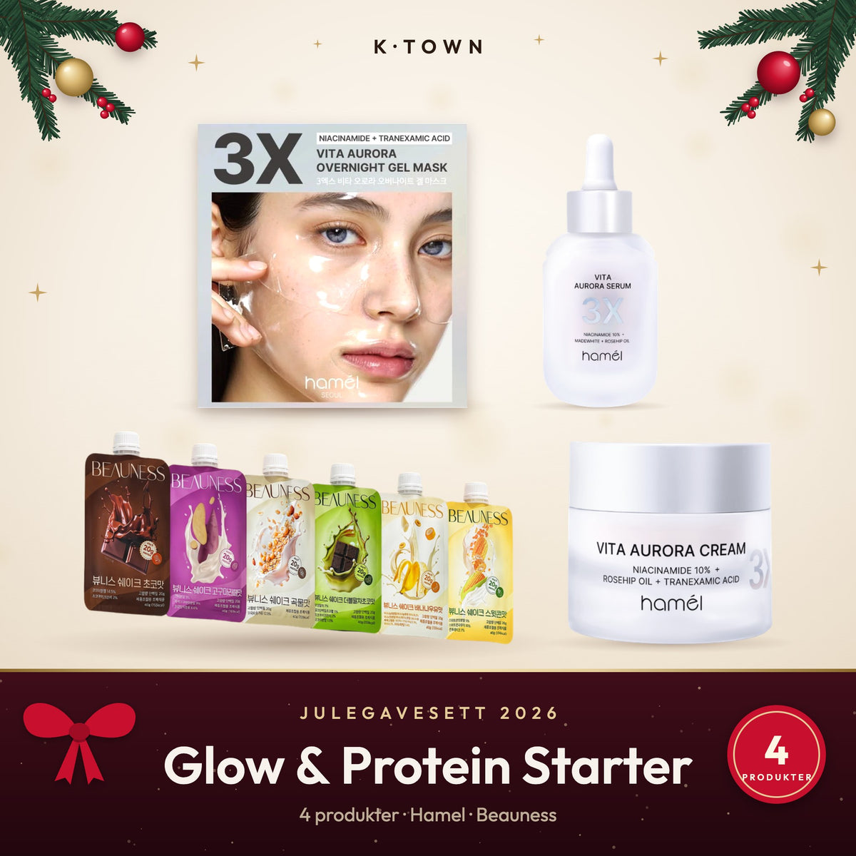 Glow & Protein Starter – julegavesett 2026 fra K-Town