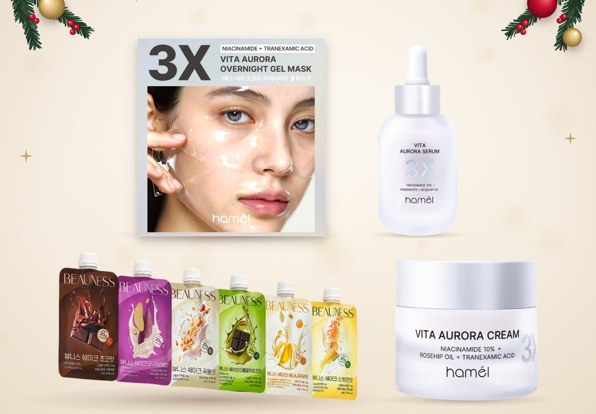 Glow & Protein Starter – julegavesett, produktene i settet
